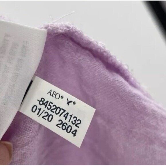 NWT American Eagle Cropped Lavender Puff Slv V-Neck Faux Wrap Boho Cottage Sz XS - Picture 8 of 10